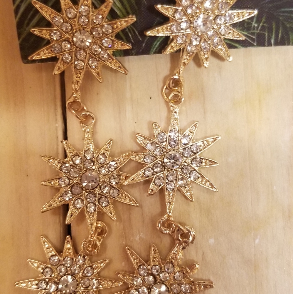 Starburst Crystal Drop Earrings - Picture 4 of 4